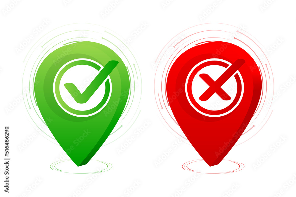 Yes and No check marks icon on white background. Flat simple style ...
