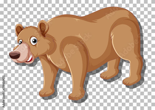 Grizzly bear cartoon character isolated