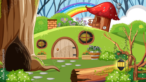 Forest fantasy enchanted forest background scene