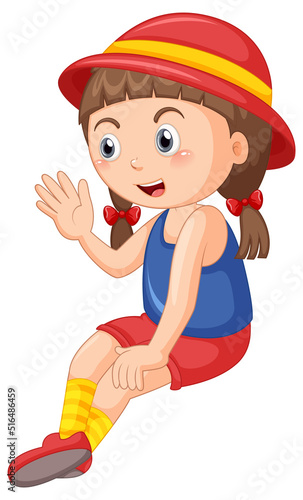 A girl wearing red hat isolated