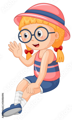 Cute girl wearing glasses cartoon character