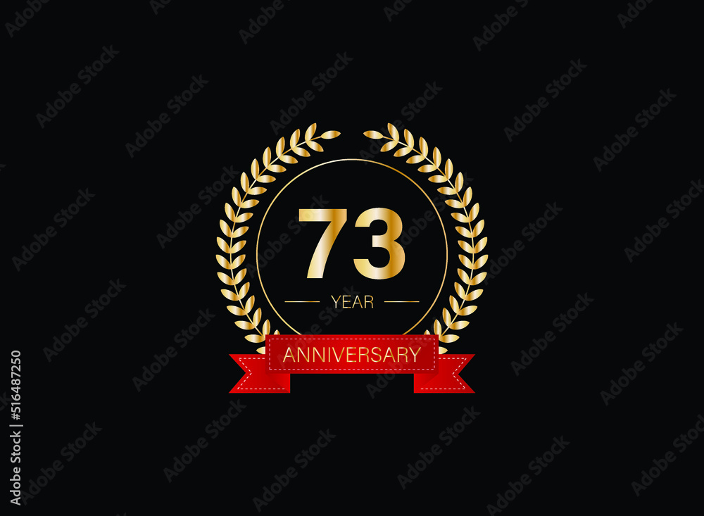Fototapeta premium 73th anniversary celebration with gold glitter color and white background. Vector design for celebrations, invitation cards and greeting cards. eps 10.