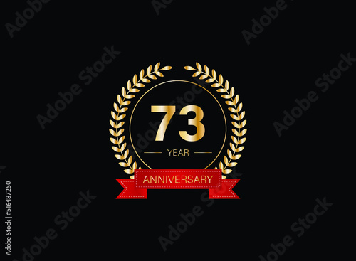 73th anniversary celebration with gold glitter color and white background. Vector design for celebrations, invitation cards and greeting cards. eps 10.
