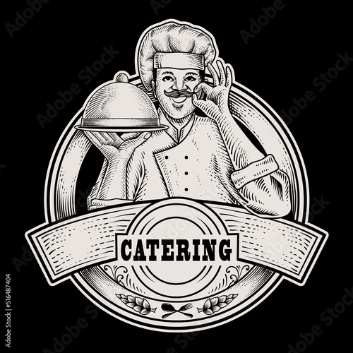 Illustration chef catering vintage logo