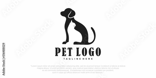 Dog and cat logo design vector.