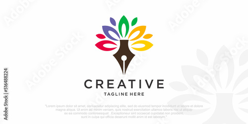 pen concept logo, icon, symbol design template