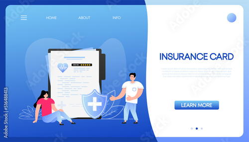 Card for medical design. Insurance card. Flat illustration.Digital bank. Health care