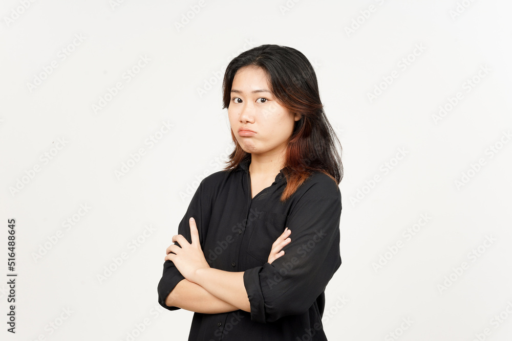 Folding arms and angry gesture of Beautiful Asian Woman Isolated On White Background Folding arms and angry gesture of Beautiful Asian Woman Isolated On White Background