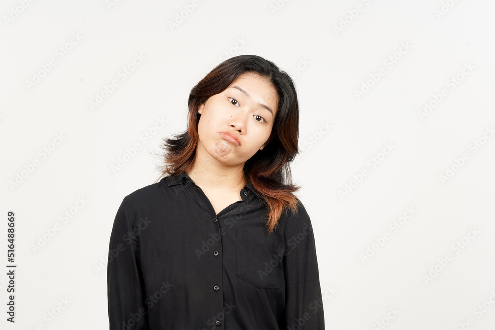 Boring gesture of Beautiful Asian Woman Isolated On White Background Boring gesture of Beautiful Asian Woman Isolated On White Background