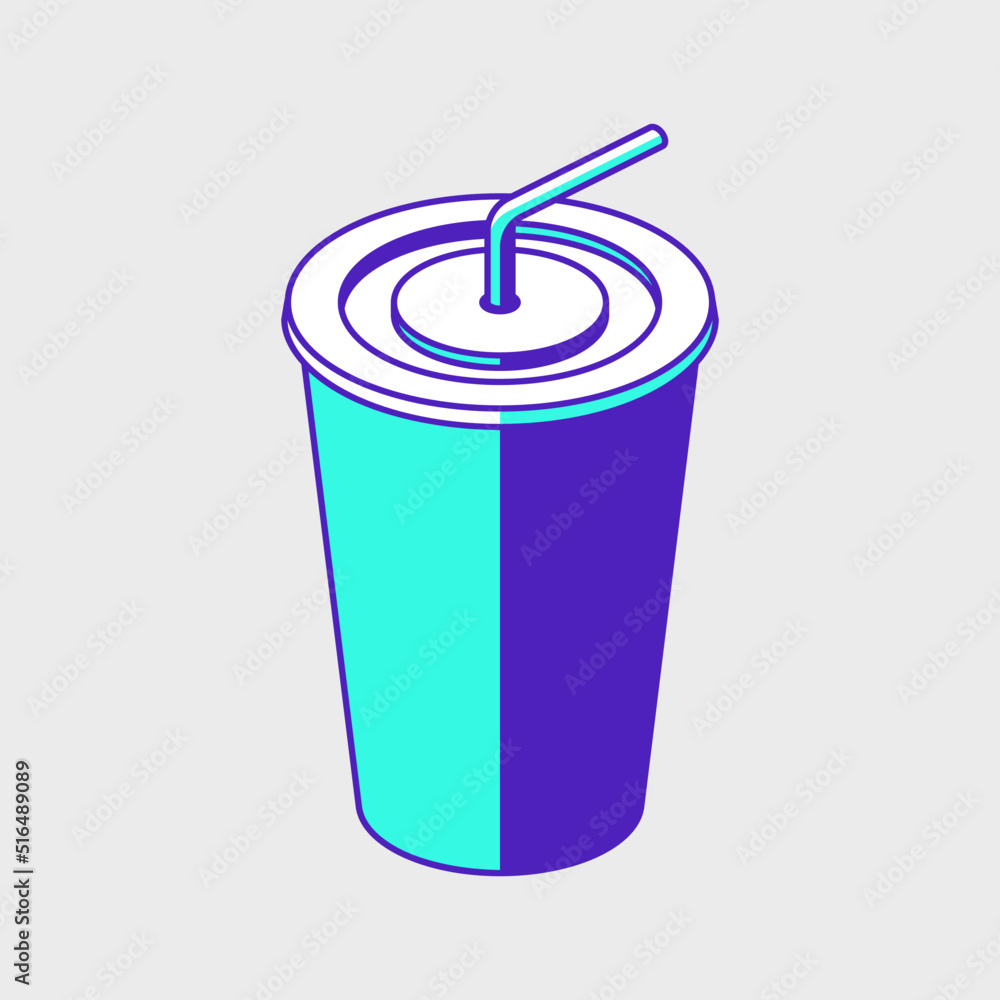 Soda refill cup isometric vector icon illustration Soda refill cup isometric vector icon illustration