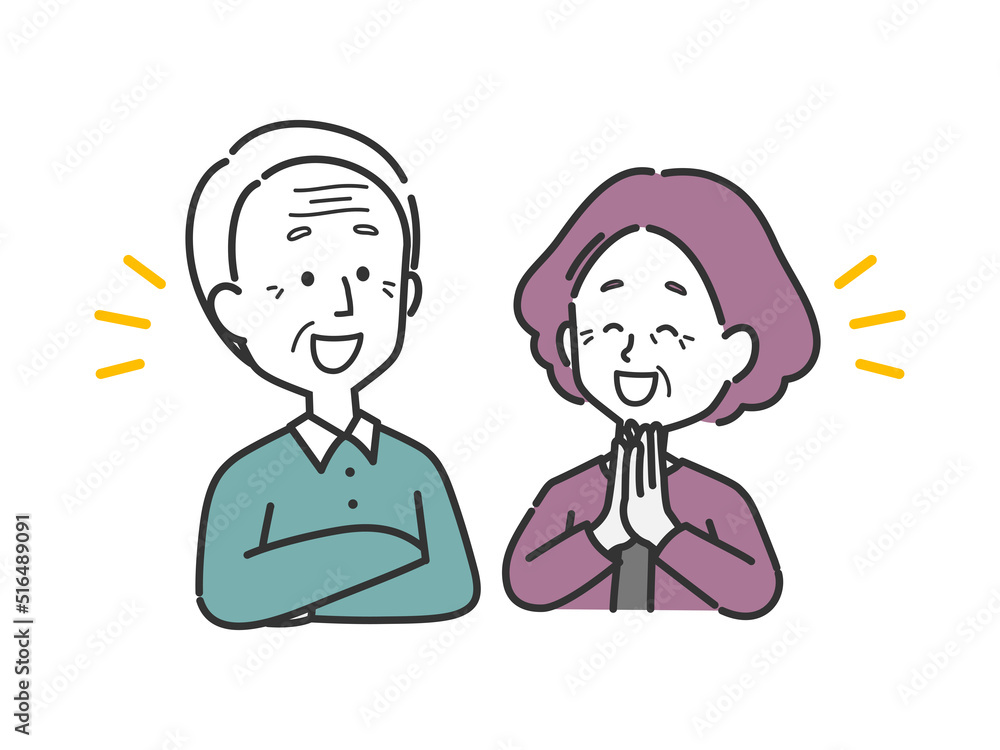 楽しそうに会話をする老夫婦 楽しそうに会話をする老夫婦
