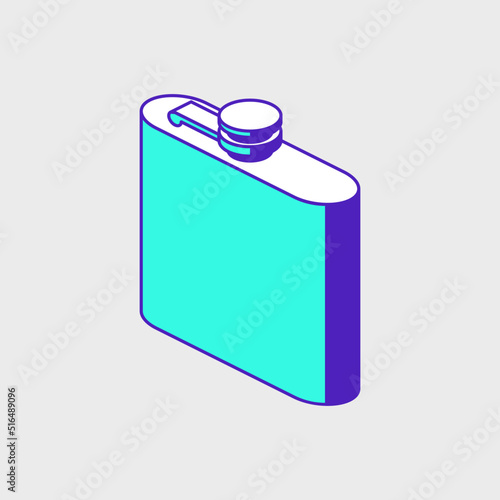 Pocket hip flask isometric vector icon illustration