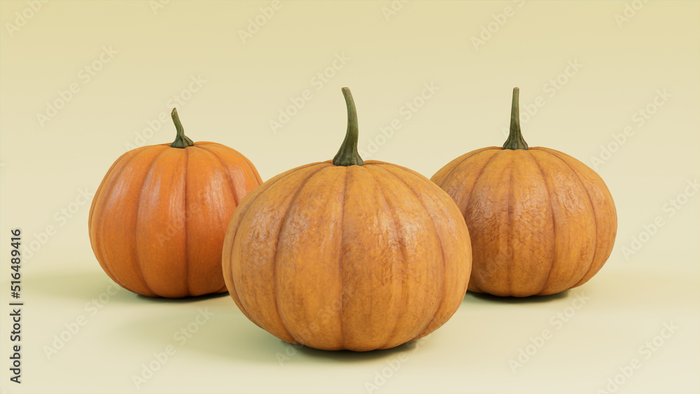 Three Pumpkins on a Pale Yellow colored background. Fall themed Wallpaper. Three Pumpkins on a Pale Yellow colored background. Fall themed Wallpaper.