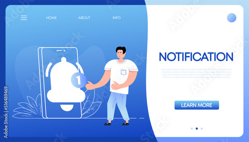 Cartoon illustration with notification people for marketing design. Isometric vector illustration