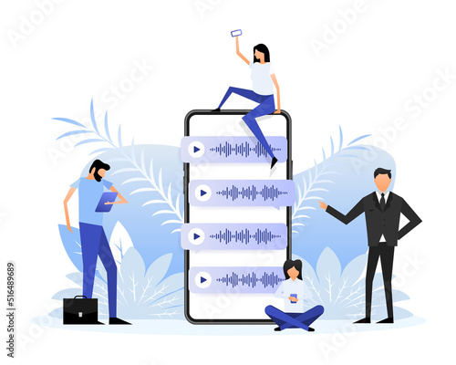 Voice messages bubbles, Message notification. Messengers and social media. Vector illustration.