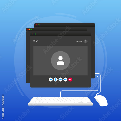 Mockup with video call people. Mobile phone mockup vector illustration