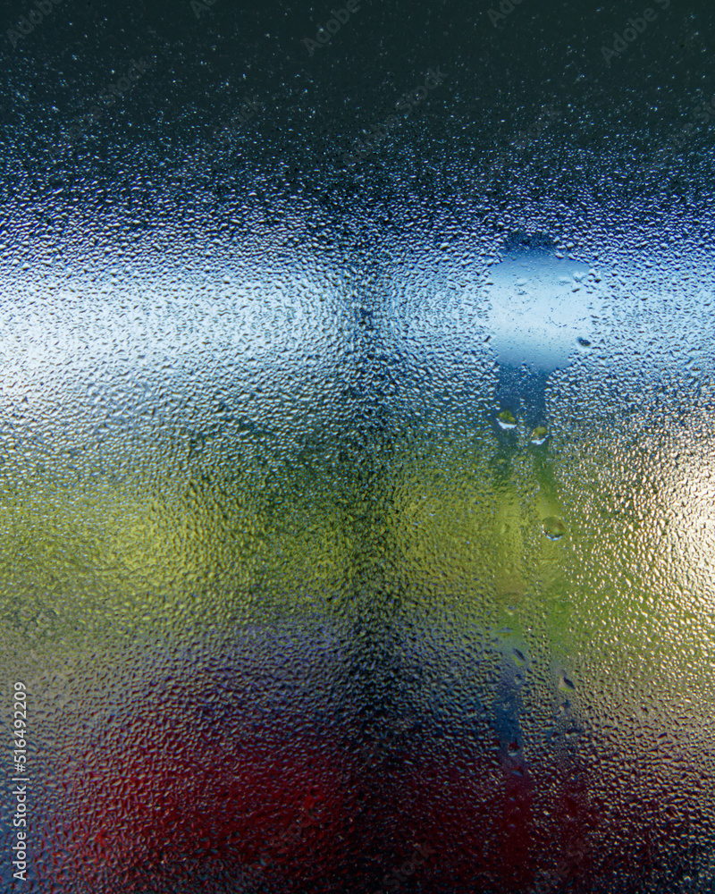 Obraz premium Condensation on the inside of a window in a cold damp house.