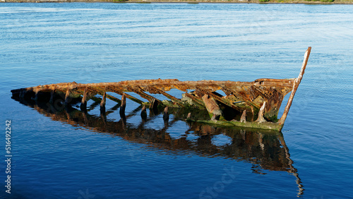 The wreck of the T.S.S. KENNEDY, Wairau River mouth, Blenheim, south island, Aotearoa / New Zealand. photo
