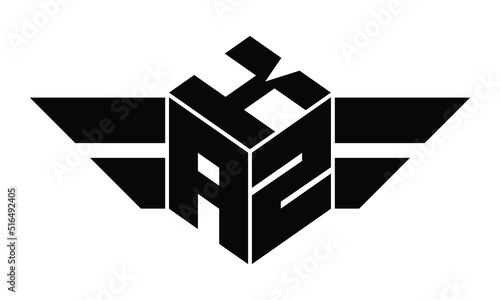 KAZ three letter gaming logo in polygon cube shape logo design vector template. wordmark logo | emblem logo | monogram logo | initial letter logo | sports logo | minimalist logo | typography logo |