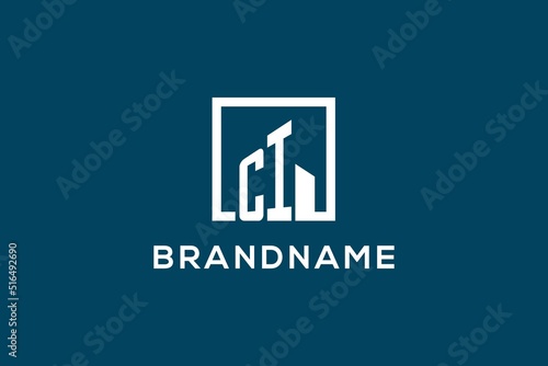 Letter CI with square shape logo style, modern and minimal logo for real estate