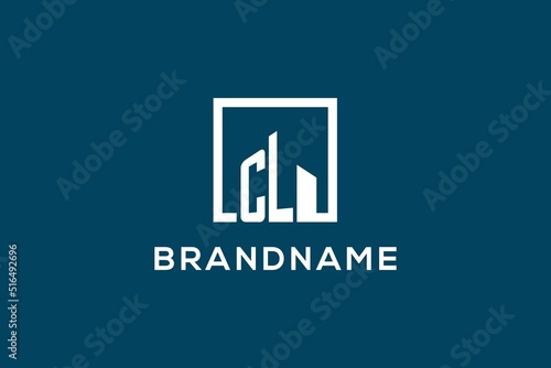 Letter CL with square shape logo style, modern and minimal logo for real estate