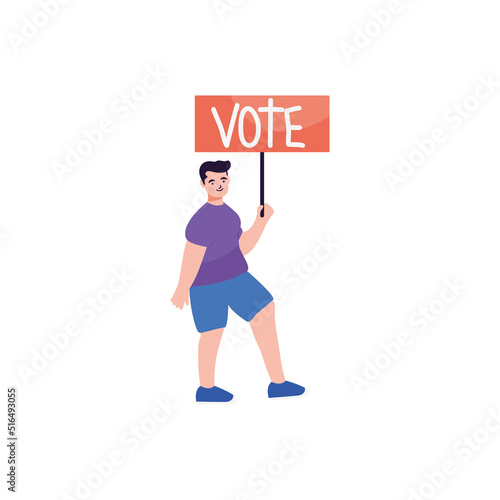 cartoon man with placard