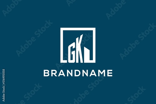 Letter GK with square shape logo style, modern and minimal logo for real estate