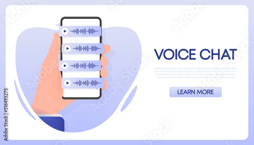 Voice messages bubbles, Message notification. Messengers and social media. Vector illustration.