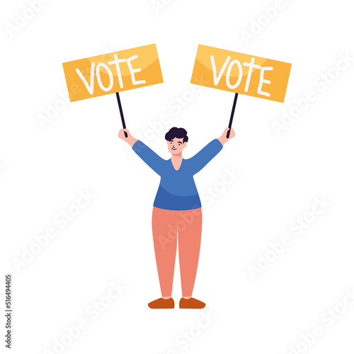 woman with vote placards