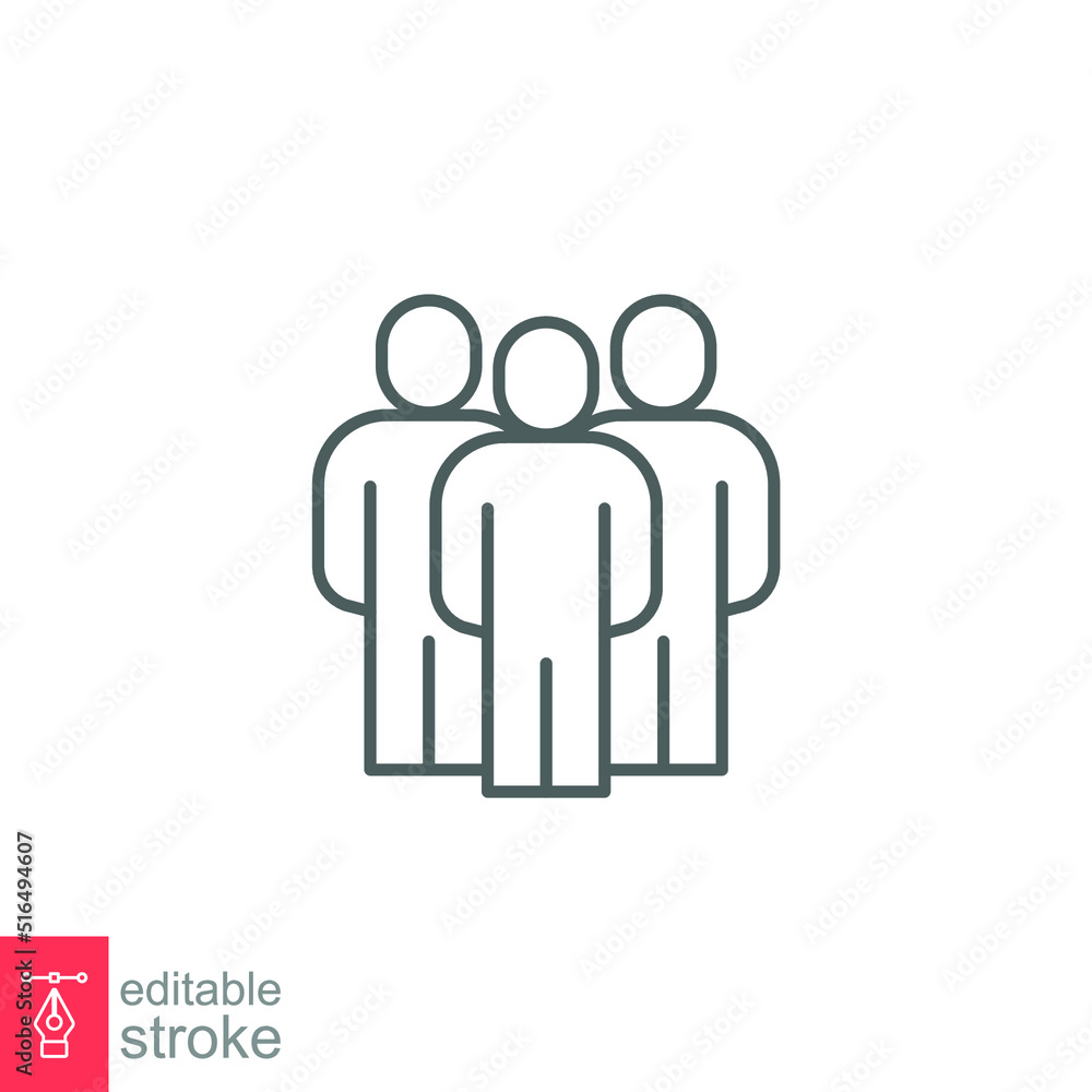 People line icon. Simple outline style. Person, group, human, staff, business, pictogram, silhouette, crowd, team, leadership, social concept. Vector illustration isolated. Editable stroke EPS 10 People line icon. Simple outline style. Person, group, human, staff, business, pictogram, silhouette, crowd, team, leadership, social concept. Vector illustration isolated. Editable stroke EPS 10