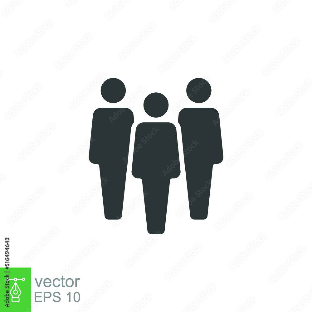 People glyph icon. Simple solid style. Person, group, human, staff, business, pictogram, silhouette, crowd, team, leadership, social, work, office concept. Vector illustration isolated. EPS 10