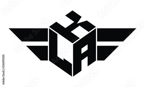 KLA three letter gaming logo in polygon cube shape logo design vector template. wordmark logo | emblem logo | monogram logo | initial letter logo | sports logo | minimalist logo | typography logo |