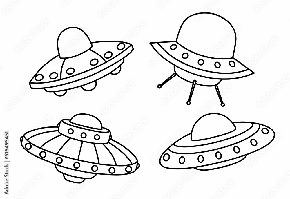Doodle set of cute ufo. Doodle set of cute ufo.