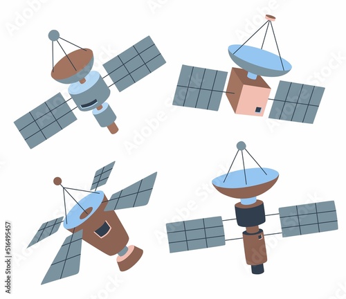  set of satellite on a white background.