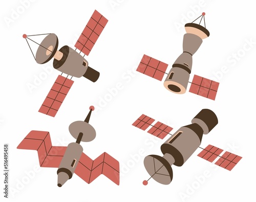  set of satellite on a white background.