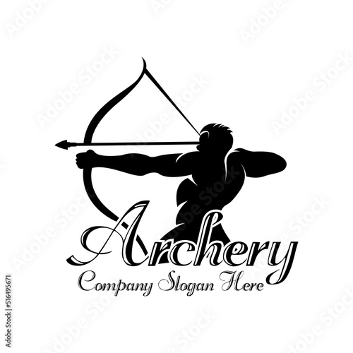 Athena Minerva Silhouette with , Royal archer Logo Design