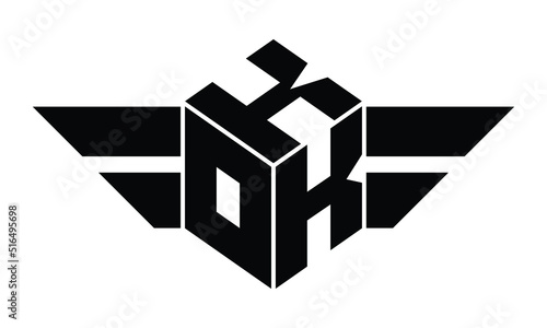 KOK three letter gaming logo in polygon cube shape logo design vector template. wordmark logo | emblem logo | monogram logo | initial letter logo | sports logo | minimalist logo | typography logo |