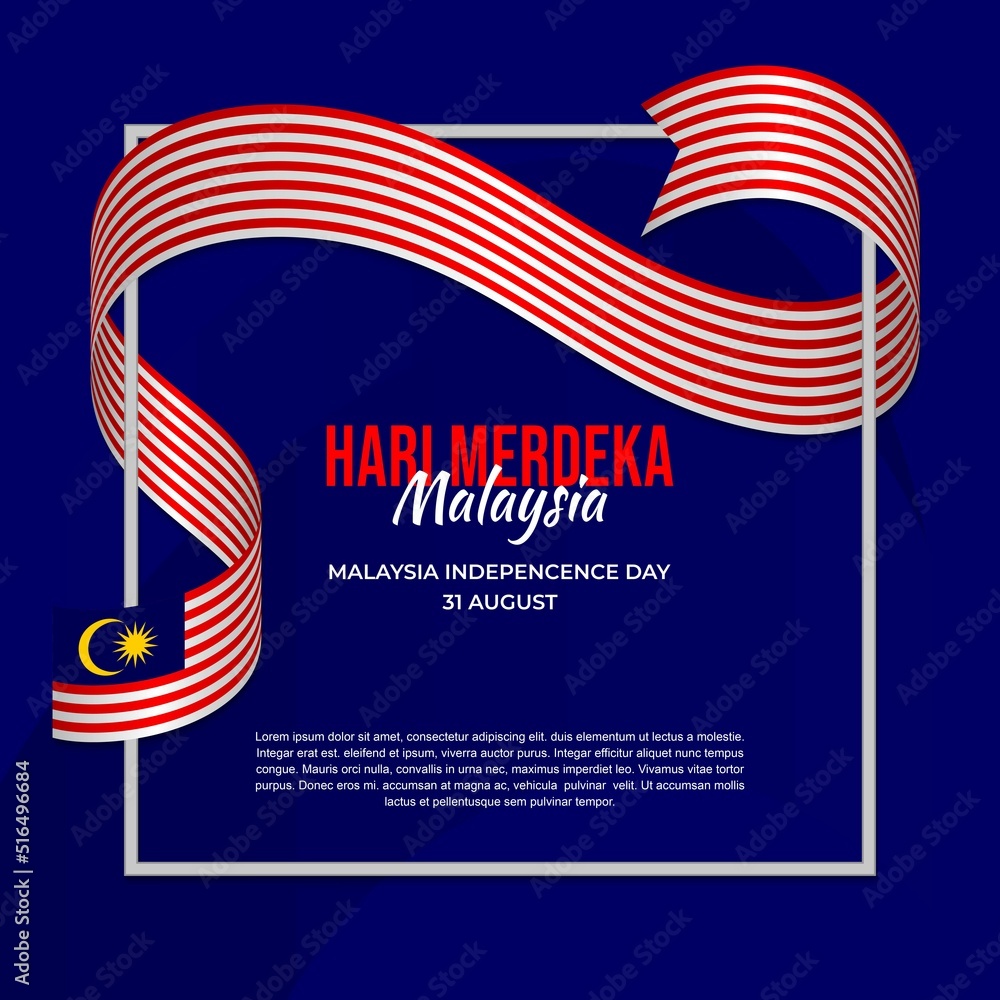 Malaysia independence day with waving flag ribbons. design vector template for 31th august independence day.