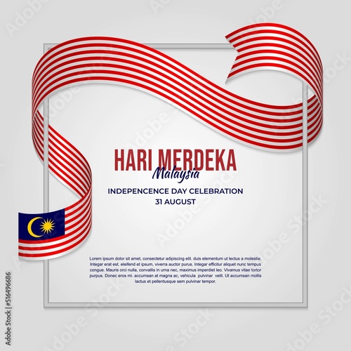 Malaysia independence day with waving flag ribbons. design vector template for 31th august independence day.