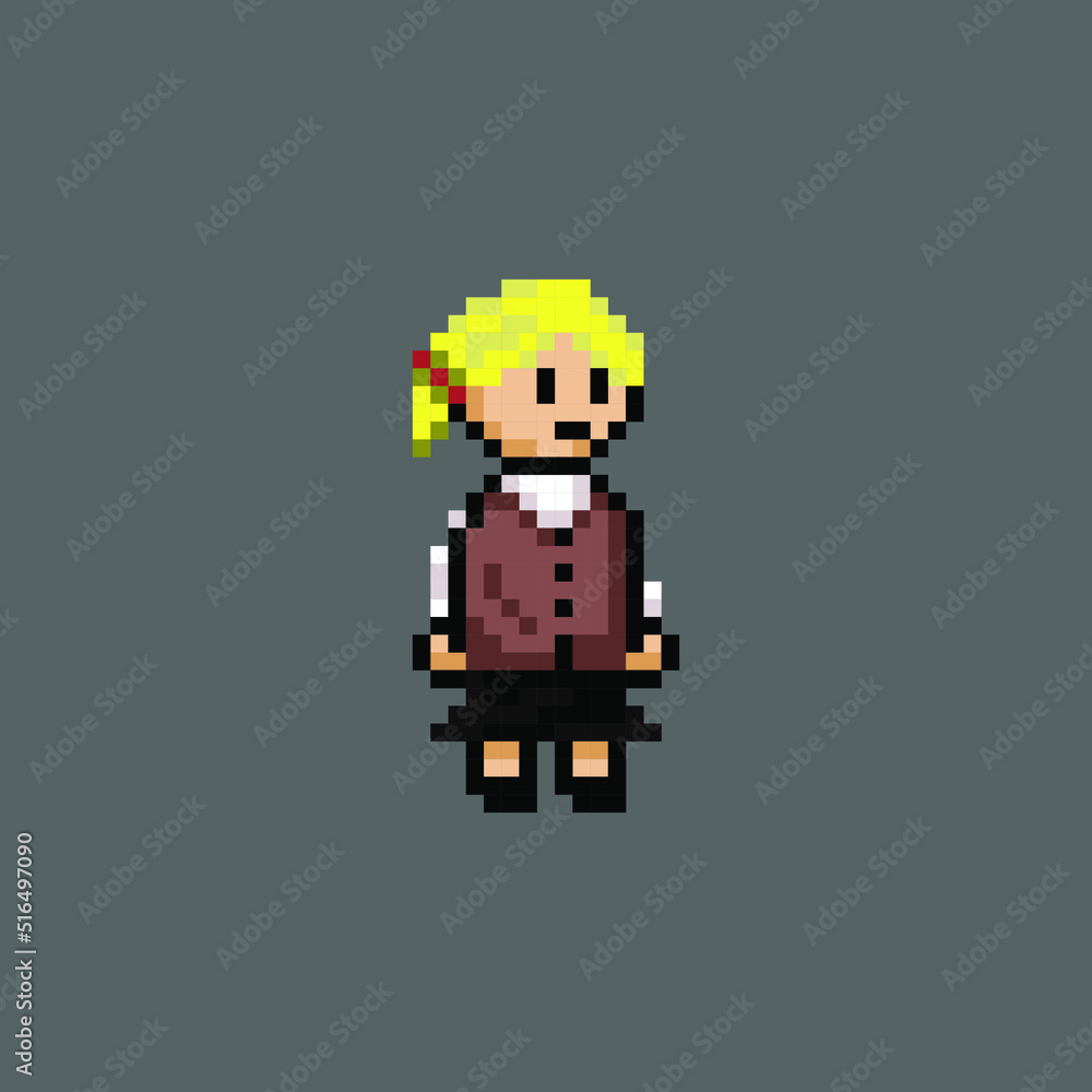 blonde haired girl use uniform in pixel style blonde haired girl use uniform in pixel style