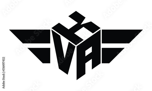 KVA three letter gaming logo in polygon cube shape logo design vector template. wordmark logo | emblem logo | monogram logo | initial letter logo | sports logo | minimalist logo | typography logo |