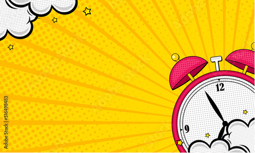 Comic cartoon with clock illustration