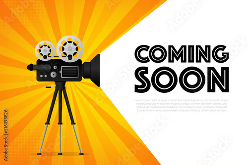 Movie projector, Retro cinema. Cinematography festival. Movie time. Vector illustration.