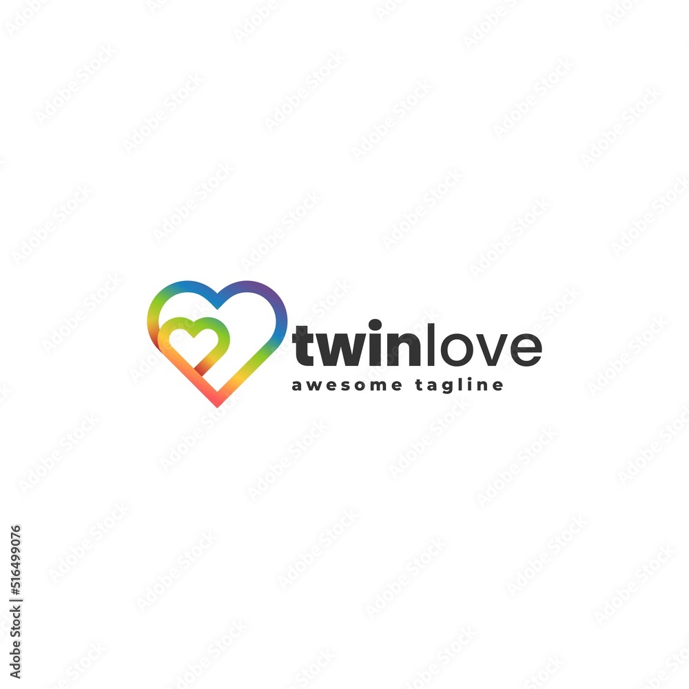 Vector Logo Illustration Twin Love Gradient Line Art Style. Vector Logo Illustration Twin Love Gradient Line Art Style.