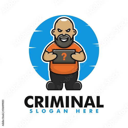 Vector Logo Illustration Criminal Mascot Cartoon Style.