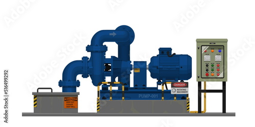 Isolated pump system on white background