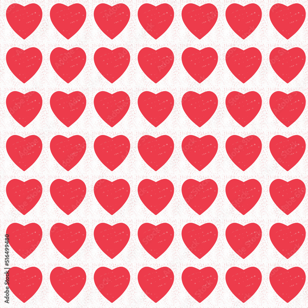 red heart on soft rouge background seamless pattern 