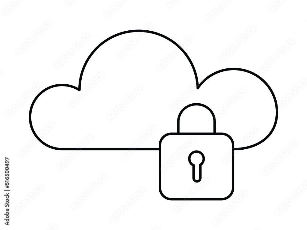 Cyber cloud icon. Outline for web design isolated on white background Cyber cloud icon. Outline for web design isolated on white background