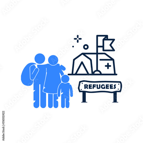 Asylum camp or hiding people icon