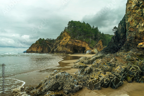 Hug Point State Recreation Site Park Cave, Northern Oregon Coast on Highway 101	